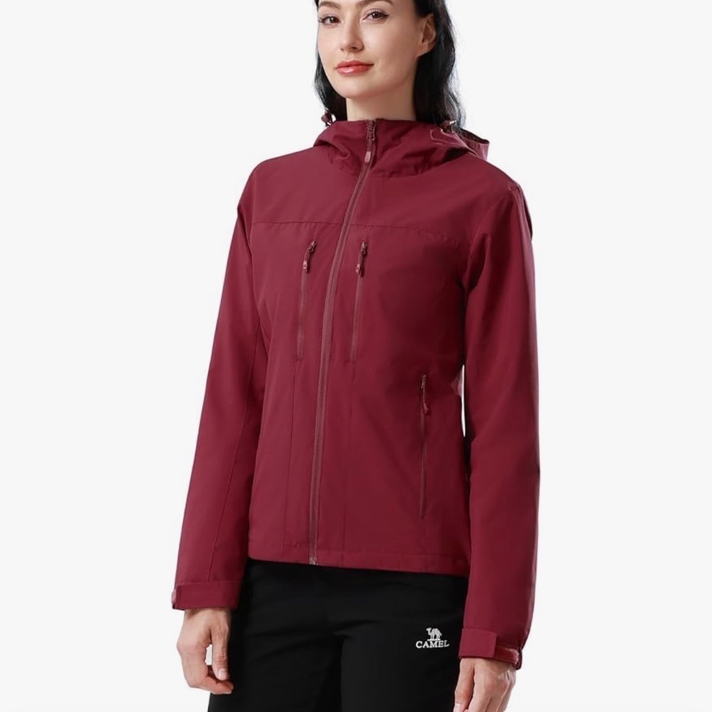 CAMEL CROWN Women's Waterproof Windbreaker Jacket, Lightweight WindResistant XXL